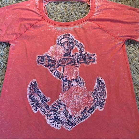 Chaser Pink Anchor Distressed T-Shirt Women’s Size Medium - Picture 2 of 13